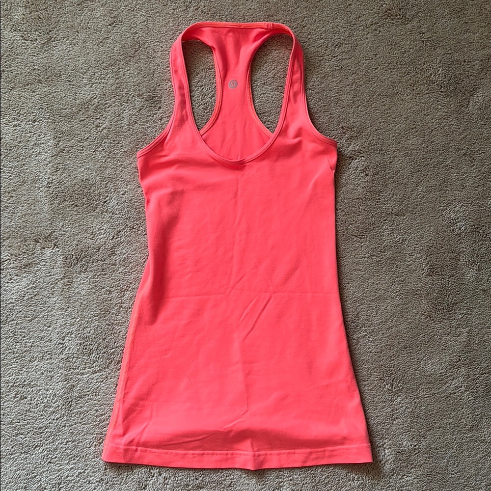 Lululemon Athletica Orange-Pink Fitted Tank Top